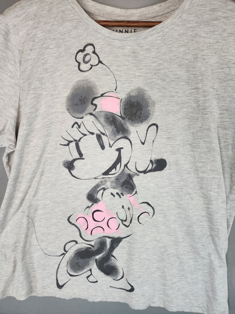 Disney Gray Minnie Mouse Tee with Pink Accents